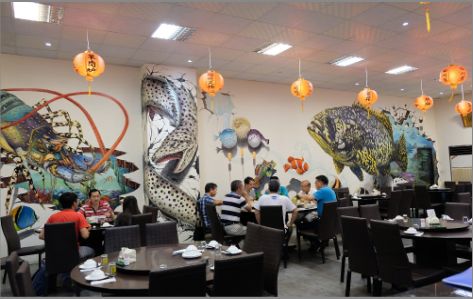 寻甸海鲜餐厅墙体彩绘